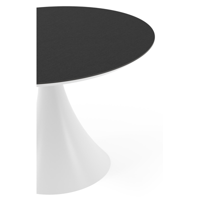 Fano tuintafel rond in wit aluminium en volkeramiek Nero Black - Dia. 110 x H 75 cm