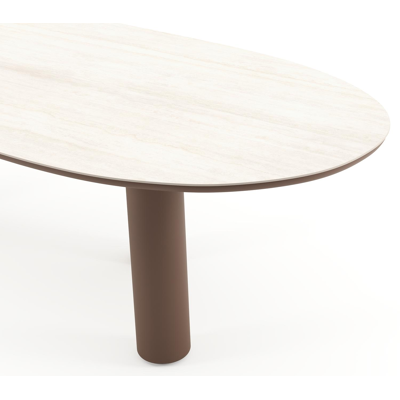 Amico tuintafel organisch in taupe aluminium en volkeramiek Travertino Bianco - L 280 x B 120 x H 73.5 cm