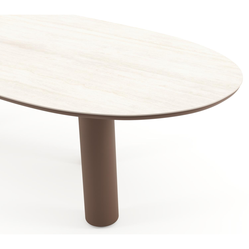 Amico tuintafel organisch in taupe aluminium en volkeramiek Travertino Bianco - L 280 x B 120 x H 73.5 cm