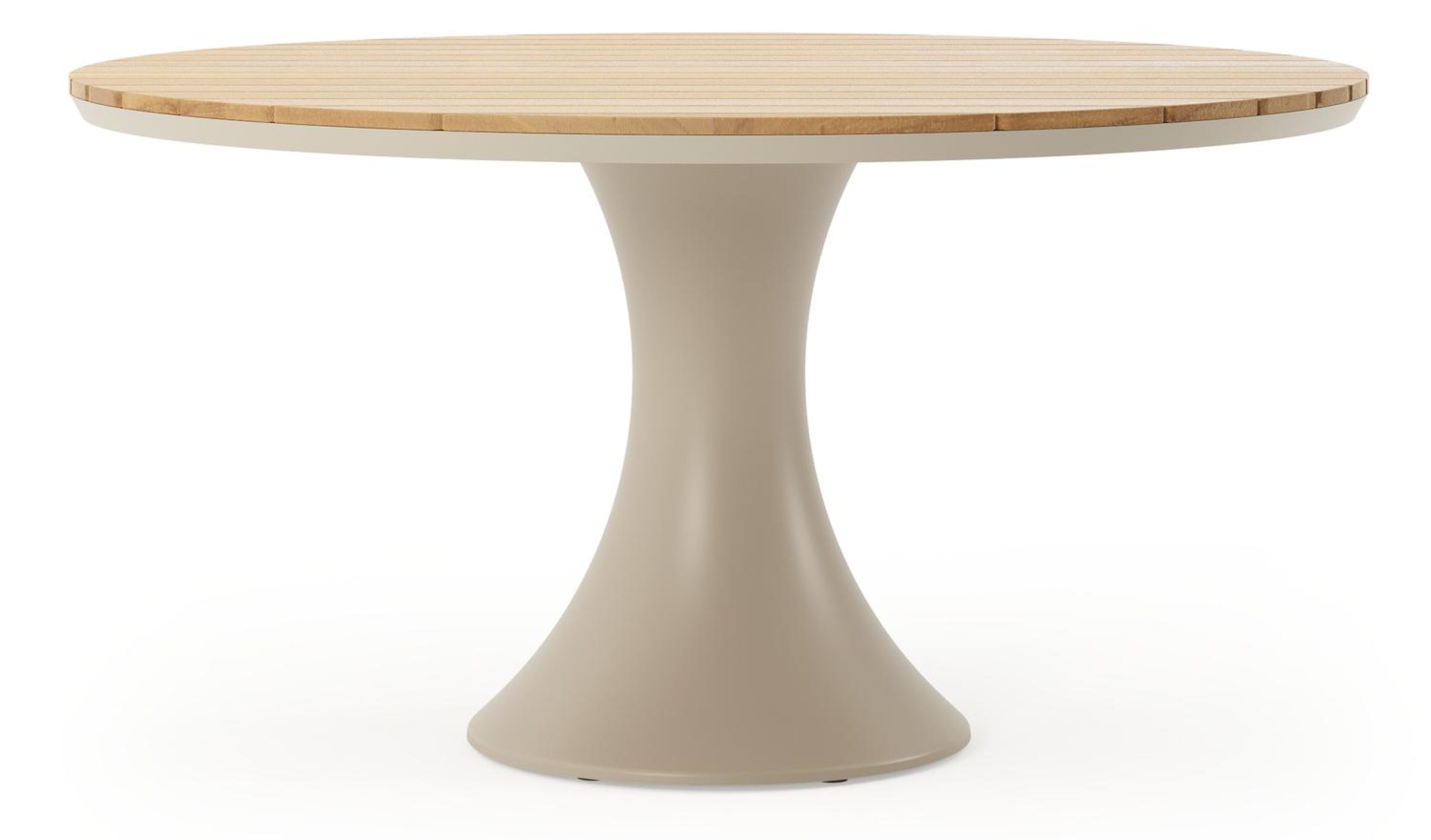 Fano tuintafel rond in beige aluminium en teak Dia. 148 x H 75 cm x H 75 cm