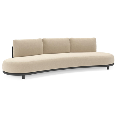 Lomano loungebank in zwart aluminium en zwart verticaal geweven luxe vlakke rope met althea chalk all weather cosytica kussen