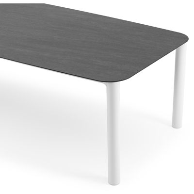 Orso tuintafel bootvorm in wit aluminium en volkeramiek Basalt Black - L 315 x B 115 x H 75 cm