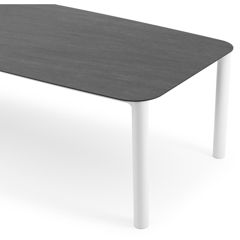 Orso tuintafel bootvorm in wit aluminium en volkeramiek Basalt Black - L 315 x B 115 x H 75 cm