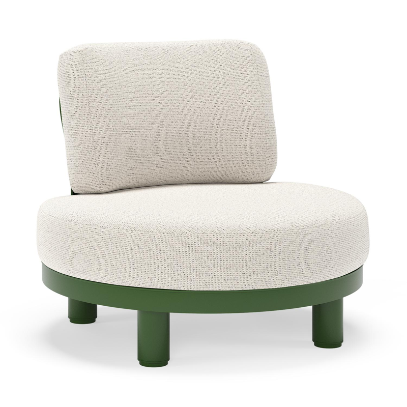 Donato loungestoel in groen aluminium met all weather solica Firenze Natural kussen