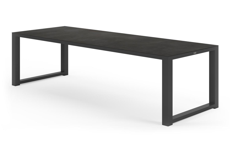 Livo tuintafel rechthoekig in zwart aluminium en volkeramiek zwart - L 270 x B 100 x H 73 cm