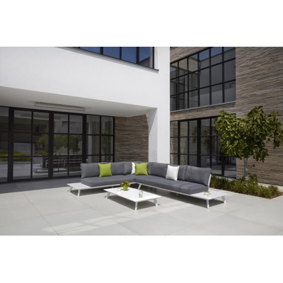 Puglia loungehoek in wit aluminium met grijs weather+ softtouch kussens