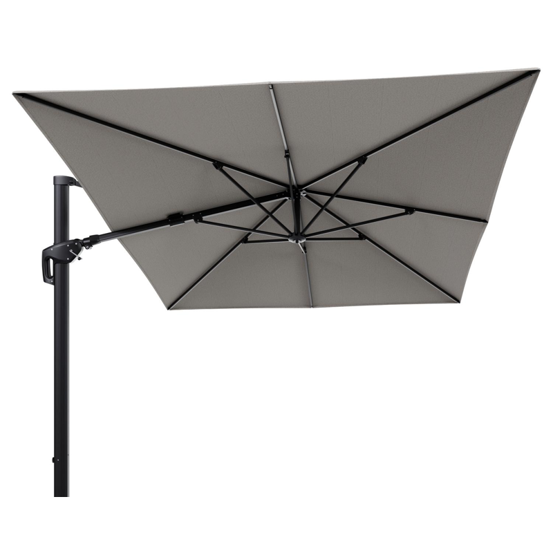 Parasol pendant Minore avec fonction tilt en aluminium noir et toile de parasol en All Weather Solica Firenze Sand  - Lg.1 400 x Lg.2 300 cm (sans pied de parasol)