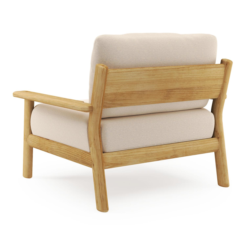 Amaro loungestoel in teak met heritage papyrus all weather sunbrella® luxe kussen
