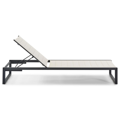 Cirello verstelbaar ligbed in zwart aluminium en beige comfort textilene