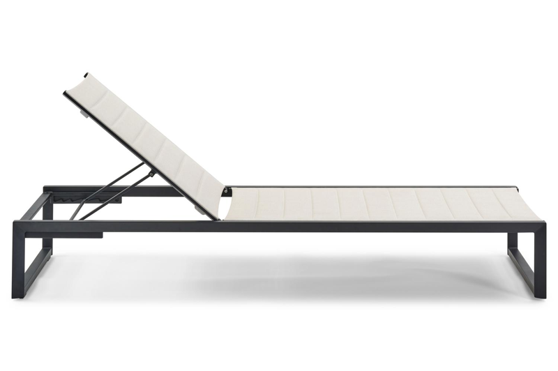 Cirello verstelbaar ligbed in zwart aluminium en beige comfort textilene