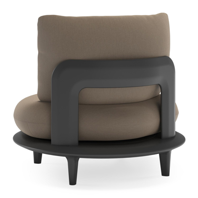 Bomero loungestoel in zwart aluminium met natte heather grey all weather sunbrella® luxe kussen