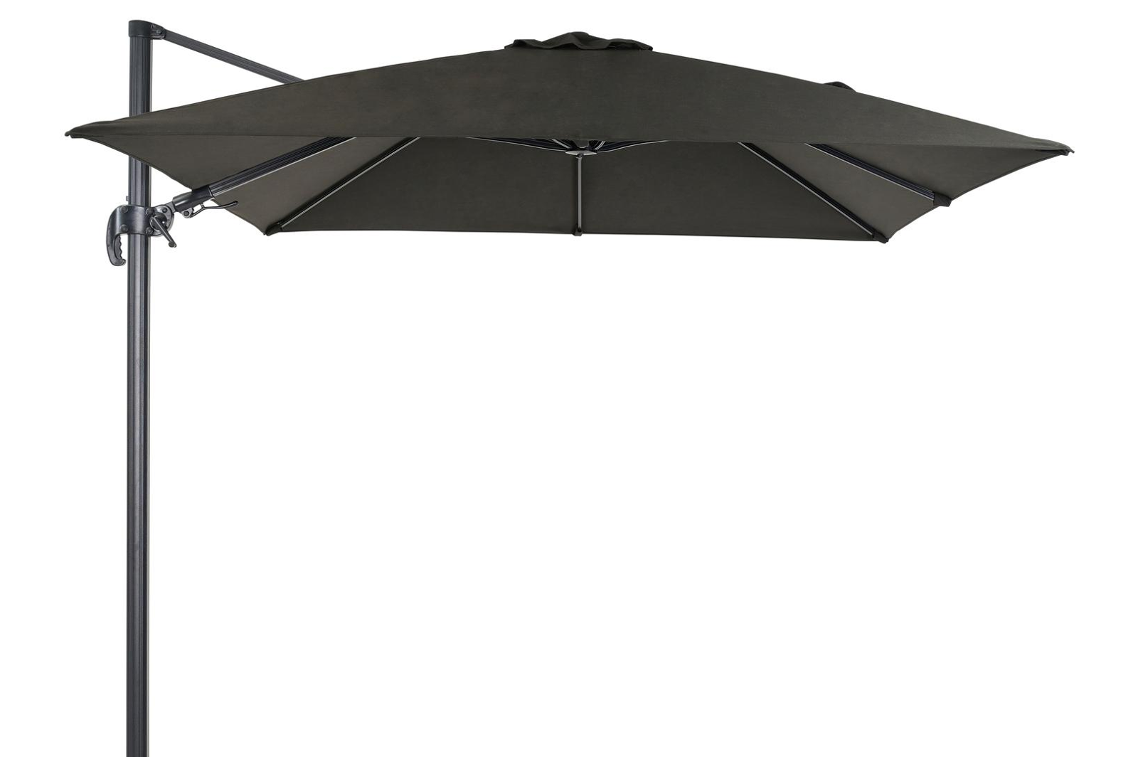 Avola zweefparasol met tiltfunctie in zwart aluminium met zwart weather+ softtouch parasoldoek - L1 300 x L2 300 cm (zonder voet)