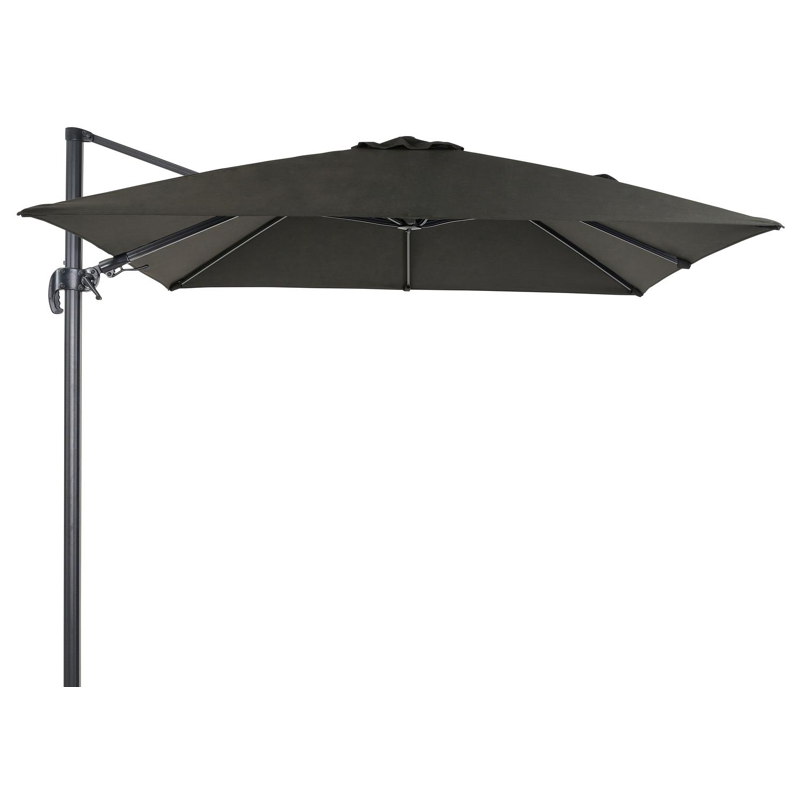 Avola zweefparasol met tiltfunctie in zwart aluminium met zwart weather+ softtouch parasoldoek - L1 300 x L2 300 cm (zonder voet)