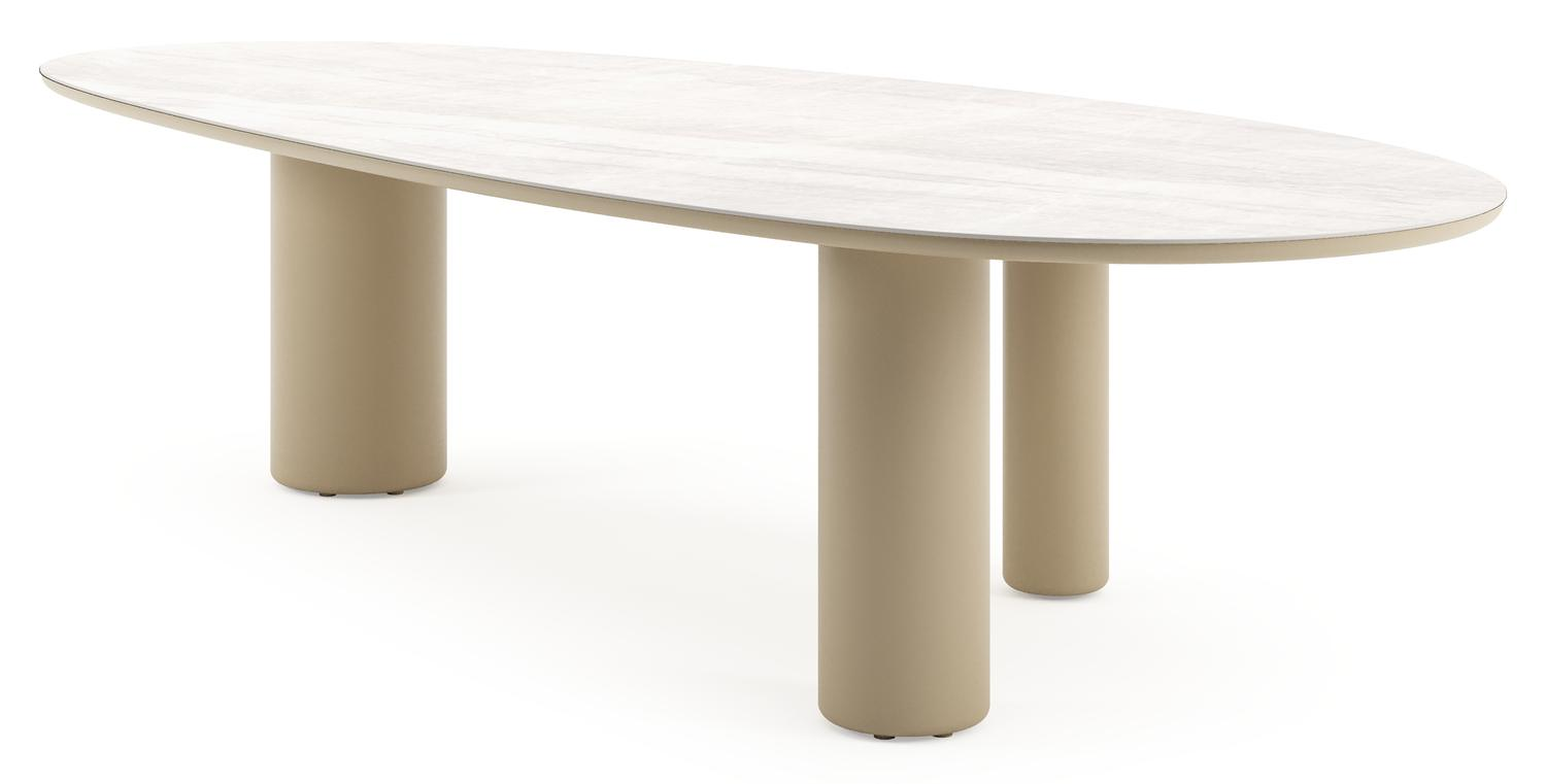 Amico tuintafel mango in beige aluminium en volkeramiek Taj Mahal - L 320 x B 140 x H 73.5 cm