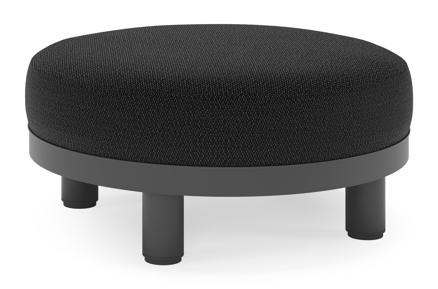 Salon de jardin pouf Donato en aluminium noir et coussins en all Weather Sunbrella® Luxe Lopi Baribal