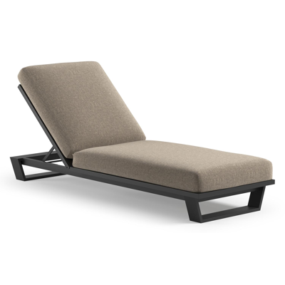 Pagino verstelbaar ligbed in zwart aluminium met chartres pewter all weather Sunbrella® luxe kussen