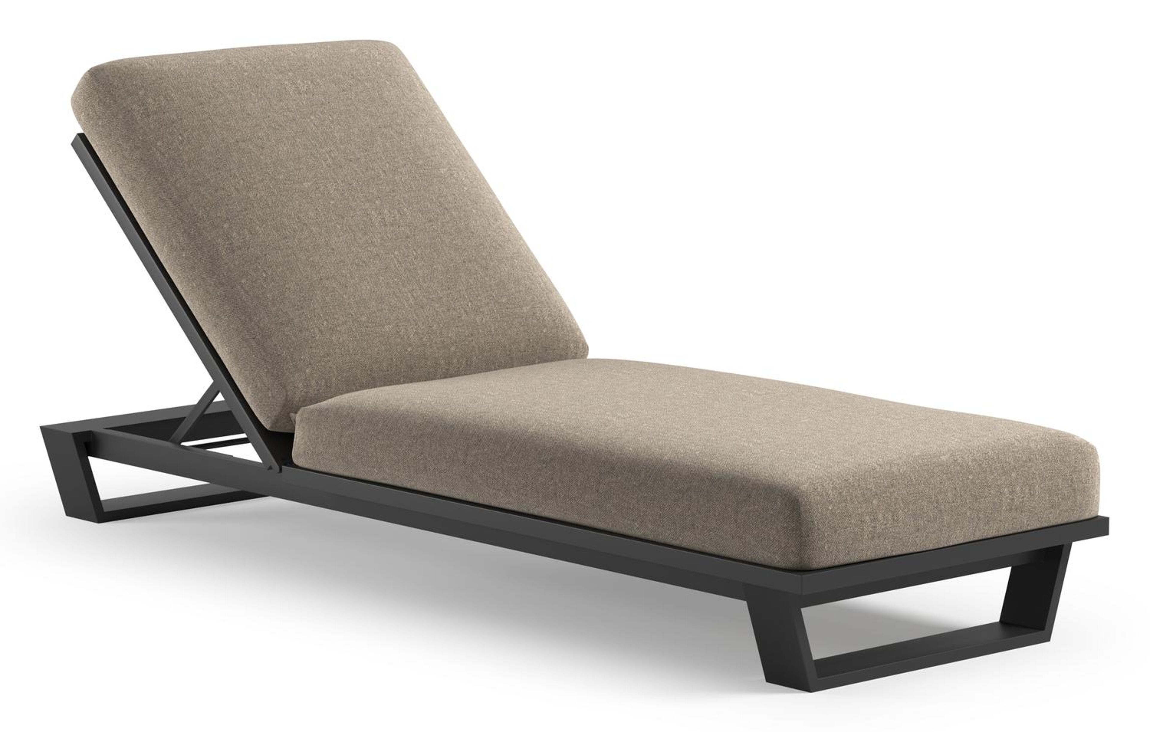 Pagino verstelbaar ligbed in zwart aluminium met chartres pewter all weather Sunbrella® luxe kussen