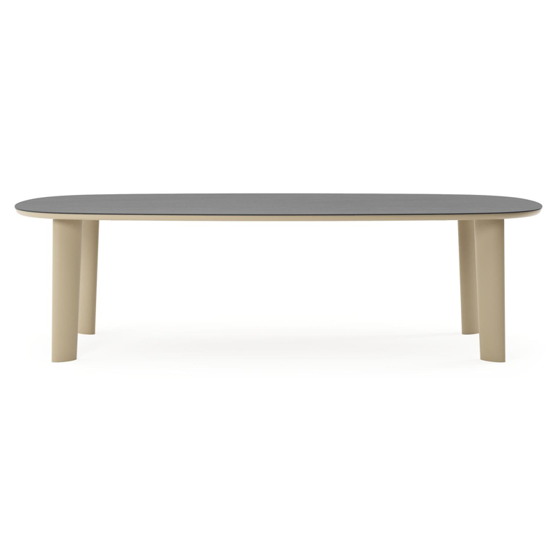 Amico tuintafel bombo in beige aluminium en volkeramiek Basalt Black - L 270 x B 125 x H 73.5 cm