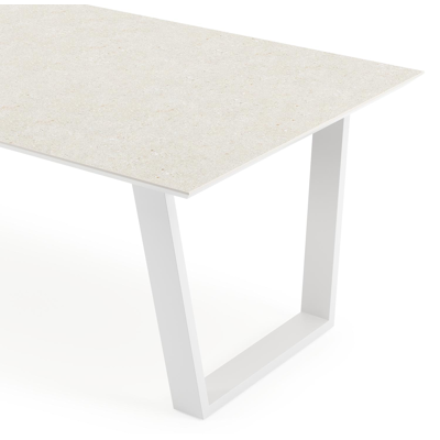 Pagino tuintafel in wit aluminium en volkeramiek shilin - L 240 x B 100 x H 74,5 cm