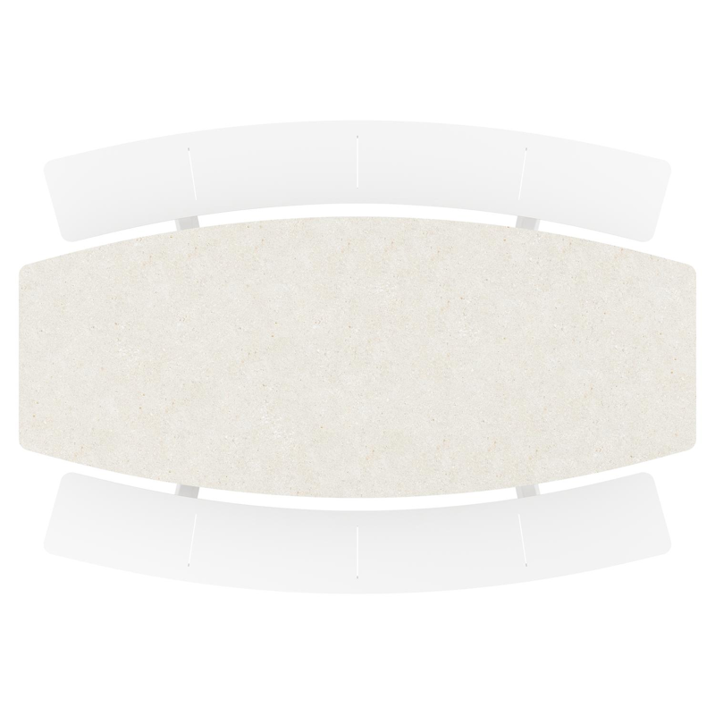 Table de pique-nique Forno forme de bateau en aluminium blanc et céramique pleine Shilin - Lg. 240 x Lrg. 181 x Haut. 72 cm