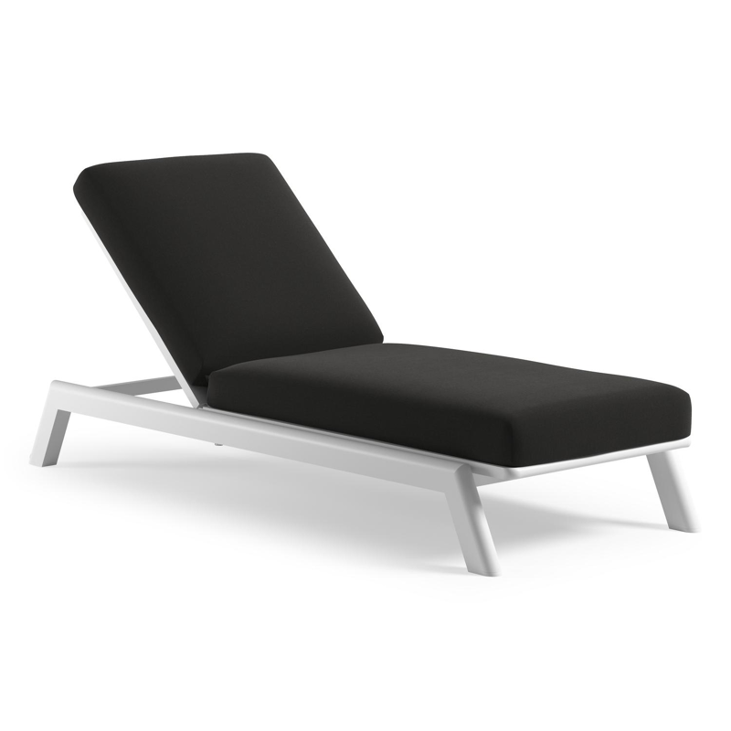 Cirello verstelbaar ligbed met pompsysteem in wit aluminium met natte sooty all weather Sunbrella® luxe kussen