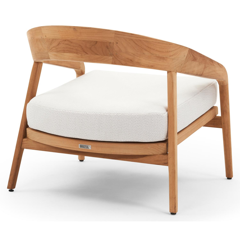 Lacrima loungestoel 1-zit in teak met lopi marble all weather sunbrella® luxe kussen