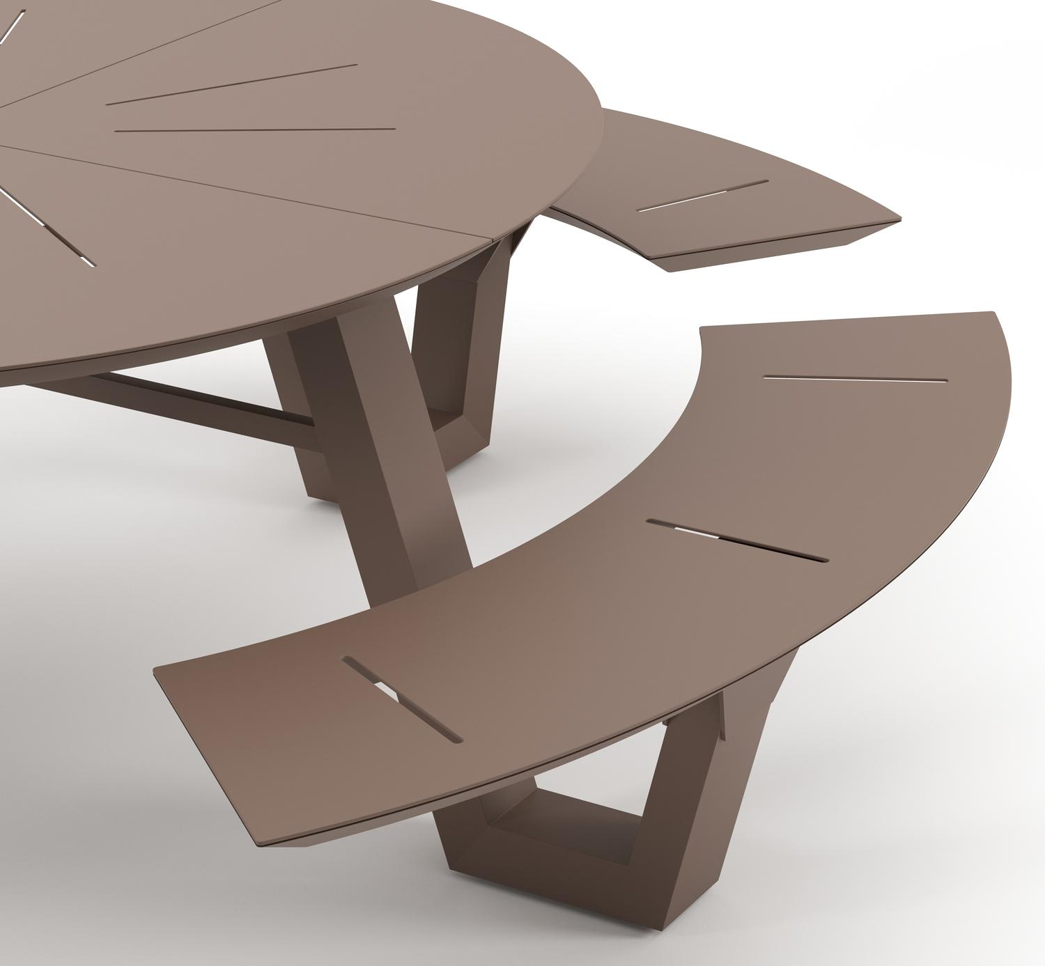 Rondino picknicktafel in taupe aluminium - Dia. 236 x H 71.5 cm