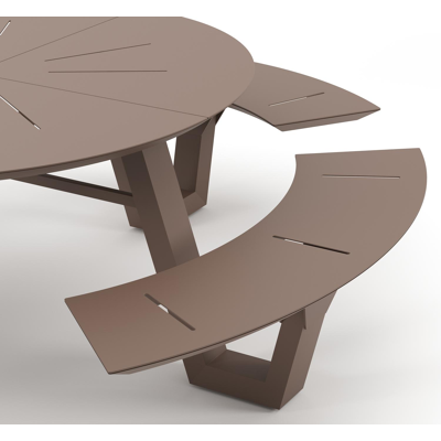 Rondino picknicktafel in taupe aluminium - Dia. 236 x H 71.5 cm