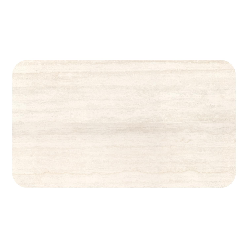 Orso tuintafel rechthoekig afgerond in wit aluminium en volkeramiek Travertino Bianco - L 140 x B 80 x H 75 cm