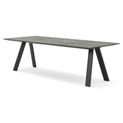 Cesano tuintafel in zwart aluminium en volkeramiek aspen grey - L 240 x B 100 x H 75 cm
