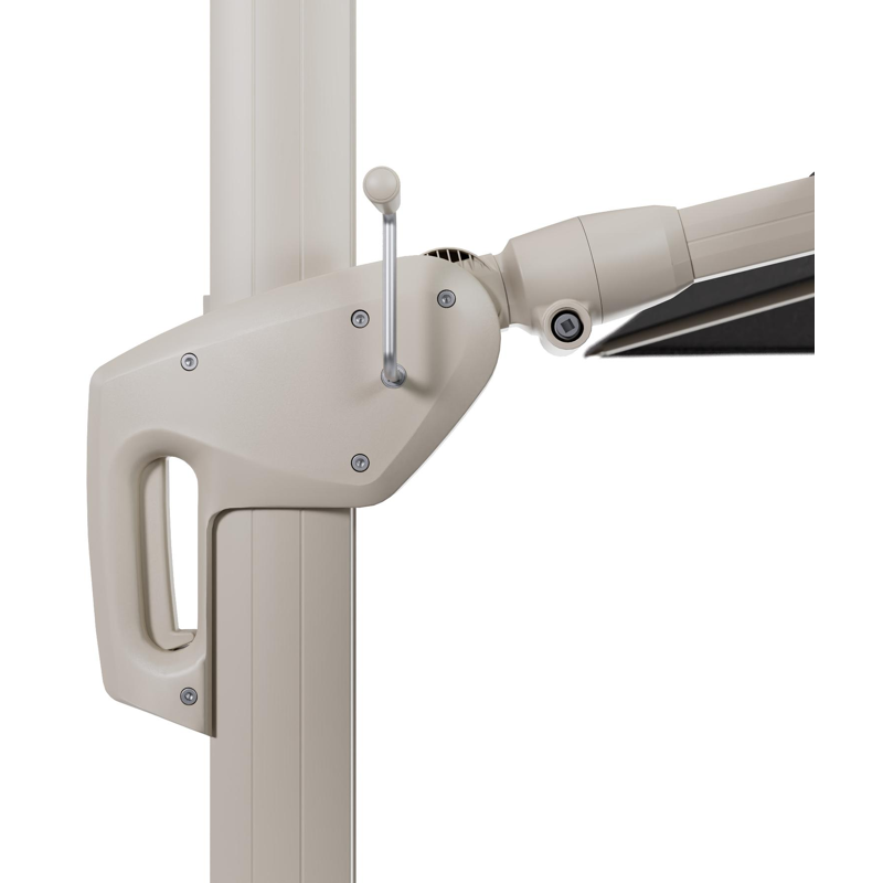 Parasol pendant Minore avec fonction tilt en aluminium beige et toile de parasol All Weather Solica Firenze Tunder - Lg.1 400 x Lg.2 300 cm (sans pied de parasol)