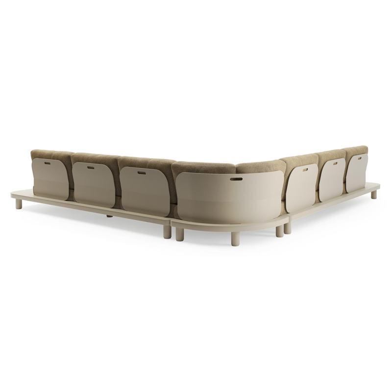 Salon de jardin d'angle Donato en aluminium beige et coussins en all weather cosytica madagascar walnut