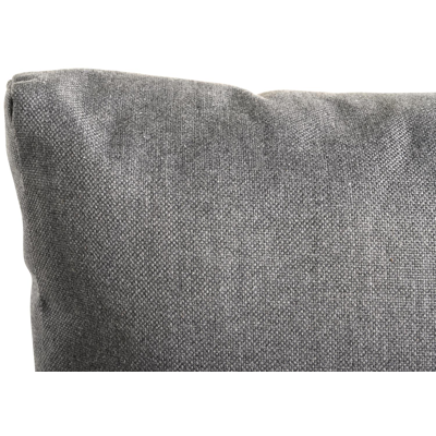 Salon de jardin d'angle Toma en aluminium noir et polywood avec coussin en gris polyester et table basse