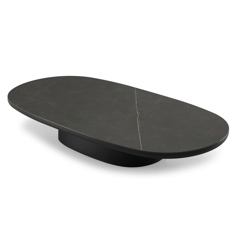 Amico loungetafel bombo in zwart aluminium en volkeramiek Calatorao - L 171 x B 89 x H 24 cm