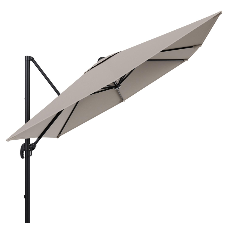 Calpe zweefparasol in zwart aluminium met beige weather+ softtouch parasoldoek - L1 270 x L2 270 cm (zonder voet)