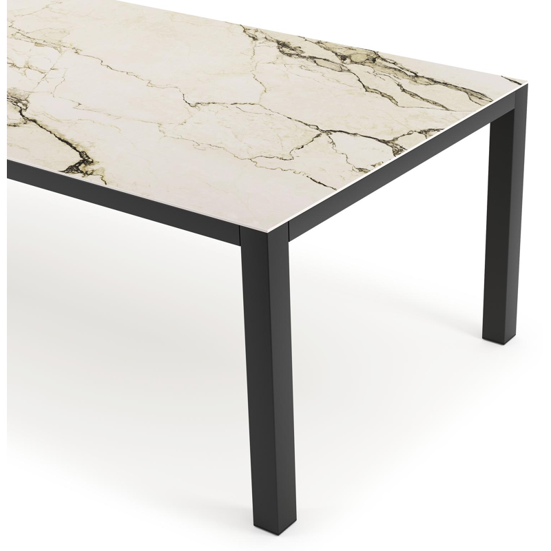 Como tuintafel rechthoekig in zwart aluminium en volkeramiek colorado dunes - L 280 x B 110 x H 75 cm