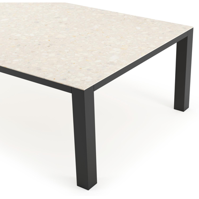 Nano XL tuintafel rechthoekig in zwart aluminium en volkeramiek Retrostone - L 240 x B 148 x H 75 cm