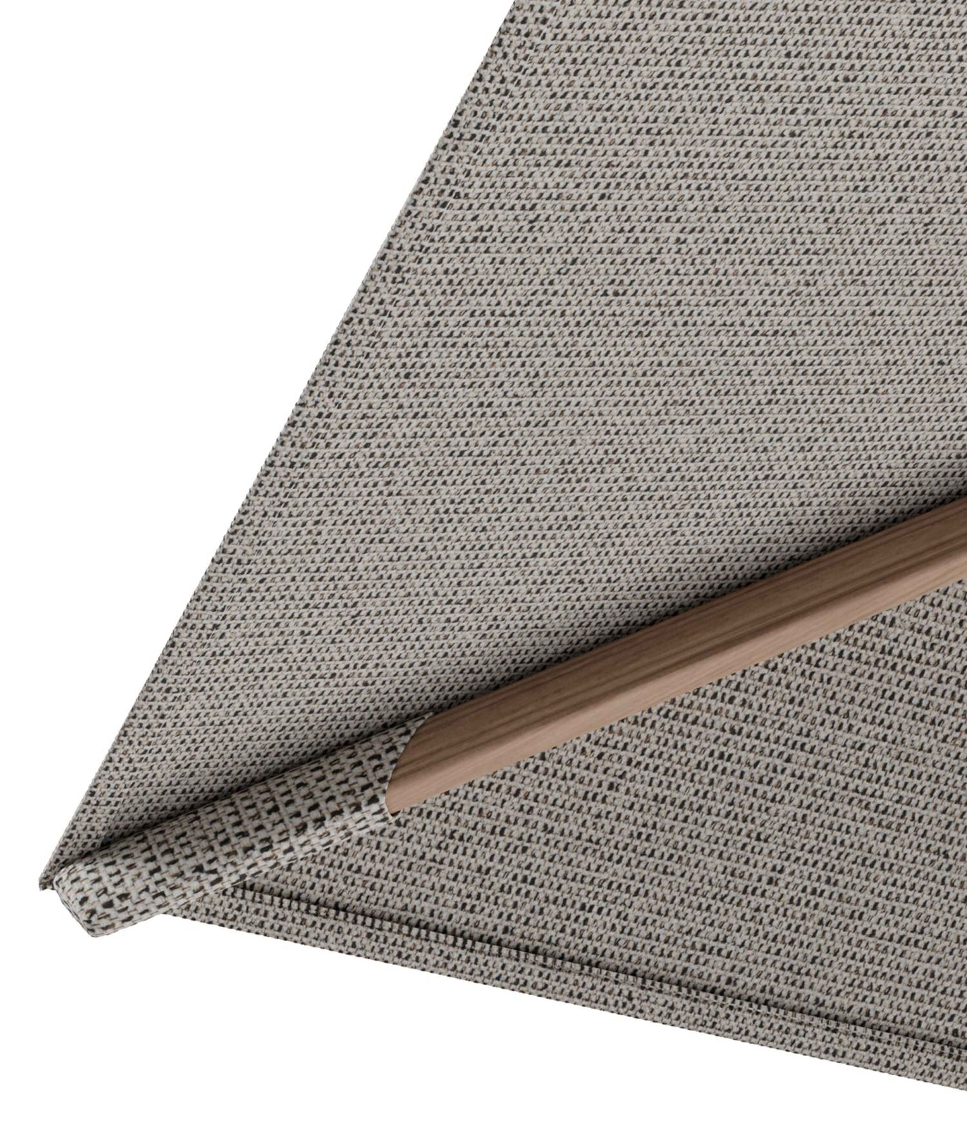 Rufina zweefparasol met tiltfunctie in houtlook aluminium en Firenze Sand All Weather Solica parasoldoek - L1 400 x L2 300 cm met parasolvoet Minore 150 kg met wielen