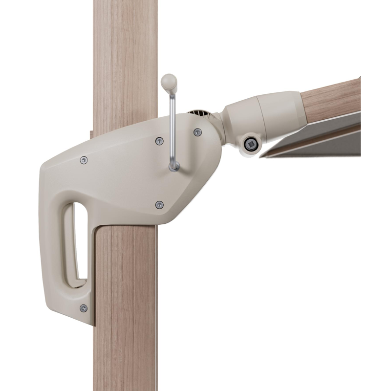 Parasol pendant Minore avec fonction tilt en aluminium aspect de bois et toile de parasol All Weather Solica Firenze Sand - Lg.1 400 x Lg.2 300 cm (sans pied de parasol)