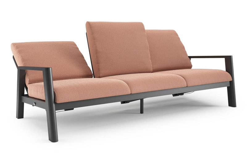 Cirello loungebank in zwart aluminium met lopi fawn all weather sunbrella® luxe kussen