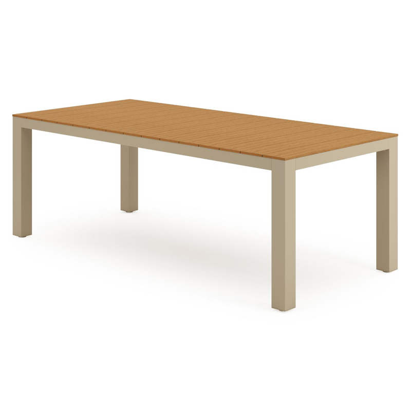 Calzo tuintafel rechthoekig in beige aluminium en polywood - L 220 x B 100 x H 74 cm