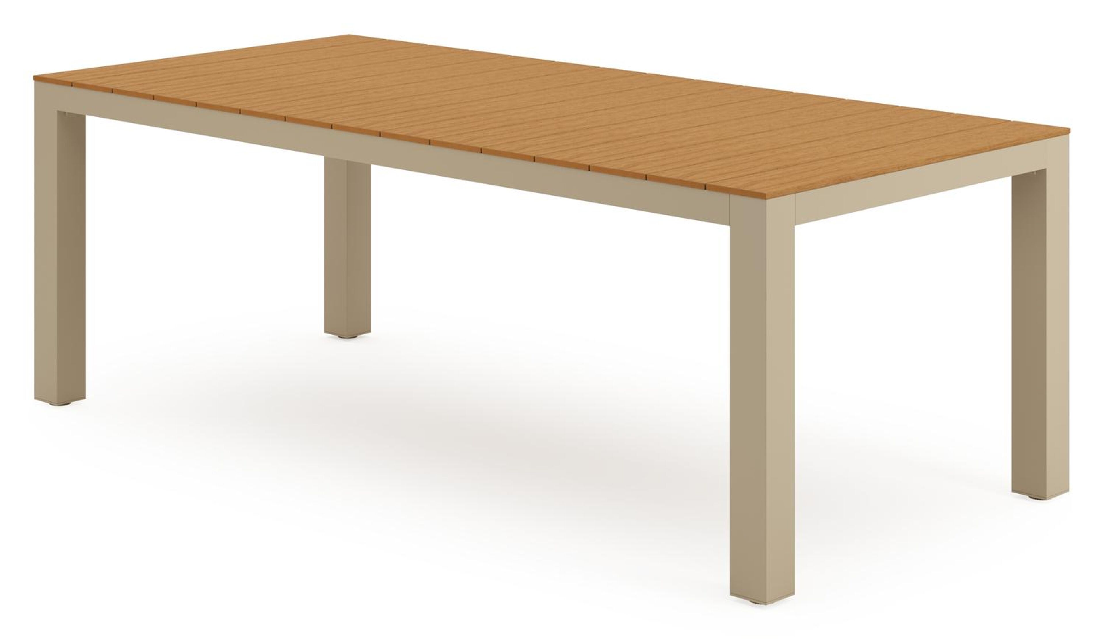 Ensemble de jardin Calzo en aluminium beige et polywood avec 6 chaises de jardin empilable Bahia