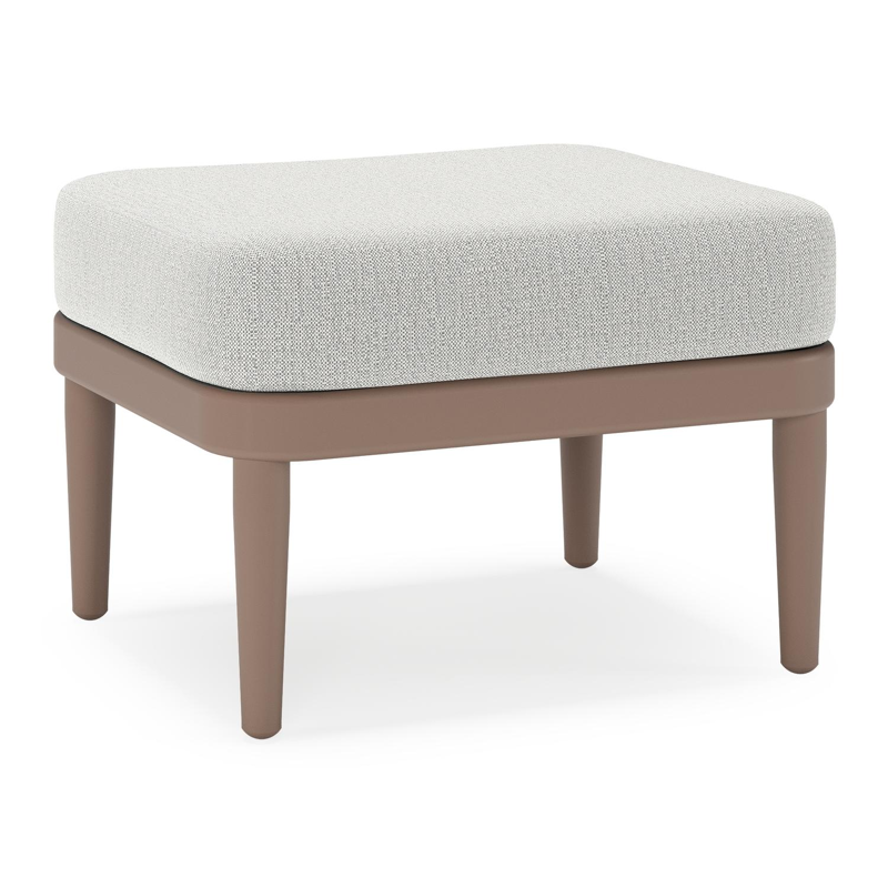 Pouf Orso en aluminium taupe et coussins en all weather sunbrella® luxe Savane Nimbus