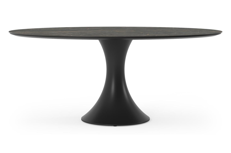 Fano tuintafel ovaal in zwart aluminium en volkeramiek black obsession - L 180 x B 110 x H 75 cm