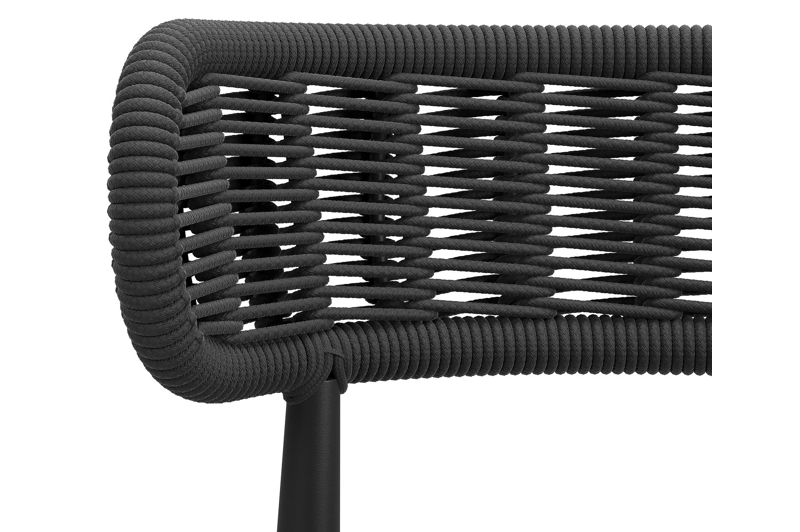 Lomo tuinstoel in zwart aluminium en zwart vierkant geweven ronde rope
