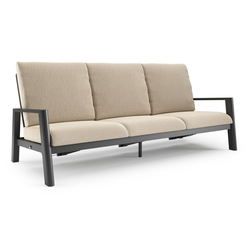 Cirello loungebank in zwart aluminium met althea chalk all weather cosytica kussen