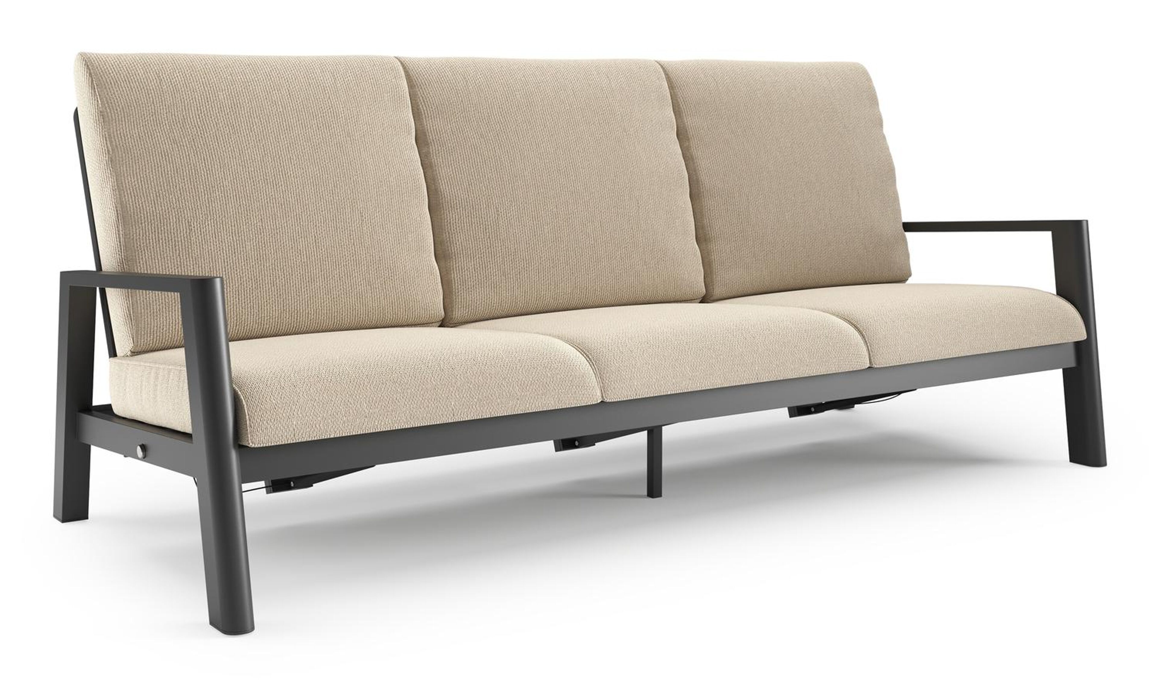 Cirello loungebank in zwart aluminium met althea chalk all weather cosytica kussen