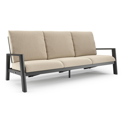 Cirello loungebank in zwart aluminium met althea chalk all weather cosytica kussen