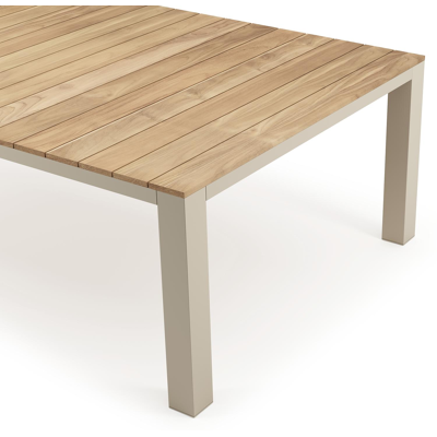 Nano XL tuintafel rechthoekig in beige aluminium en teak L 240 x B 148 x H 75 cm x H 75 cm