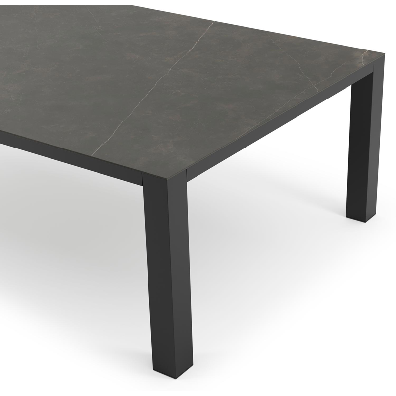 Nano tuintafel in zwart aluminium en volkeramiek calatorao - L 240 x B 148 x H 75 cm